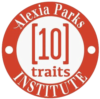 A red and white logo for the alexia parks institute.