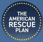 A blue circle with the words " american rescue plan ".