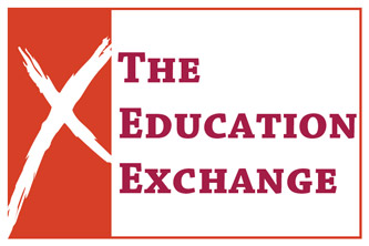 A red and white logo for the education exchange.