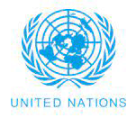 A blue and white logo of the united nations.